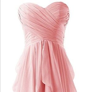 Pink Chiffon Sweetheart Strapless Mini Dress